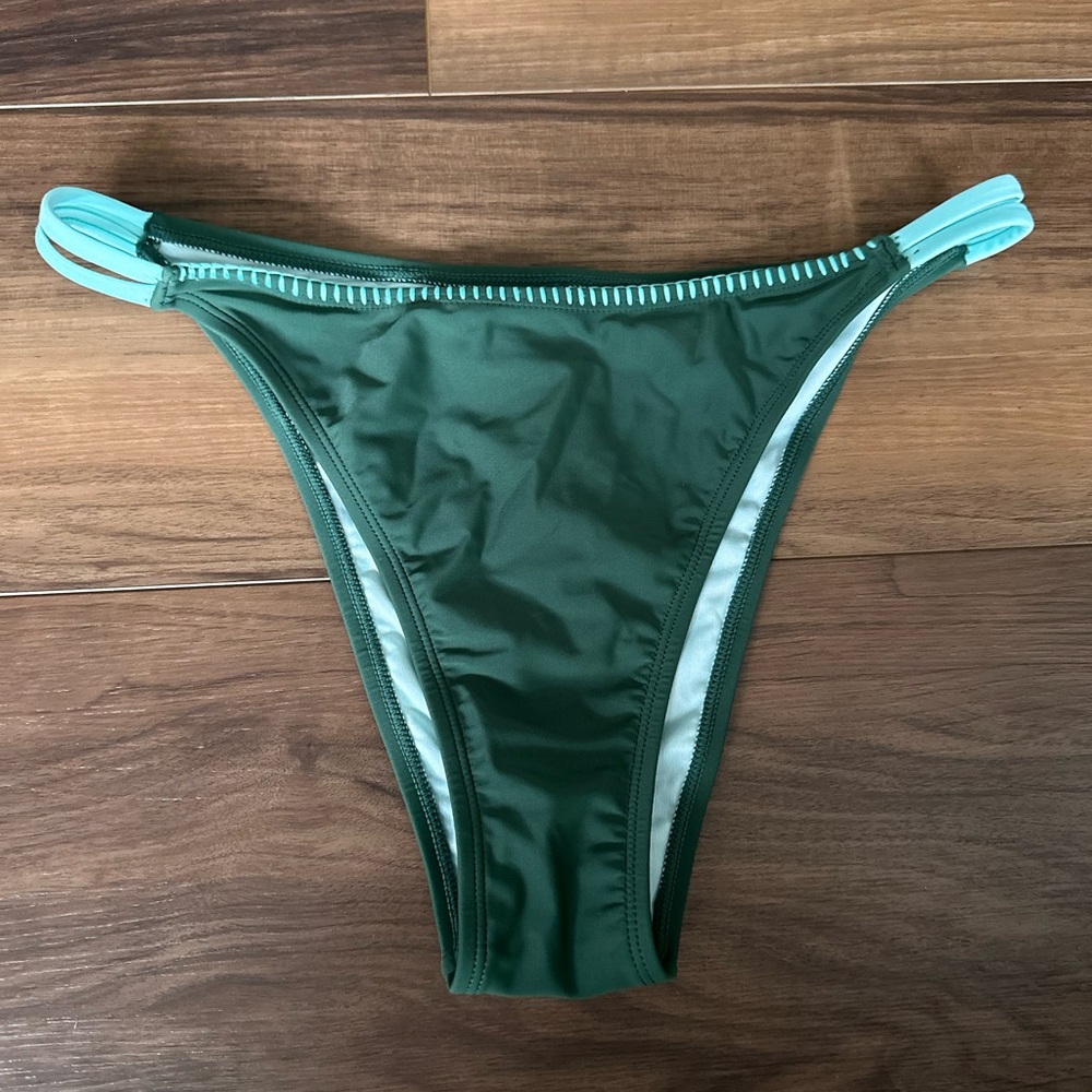 Cupshe Olive Green & Mint Strappy Bikini Bottom Only Size L NWOT
